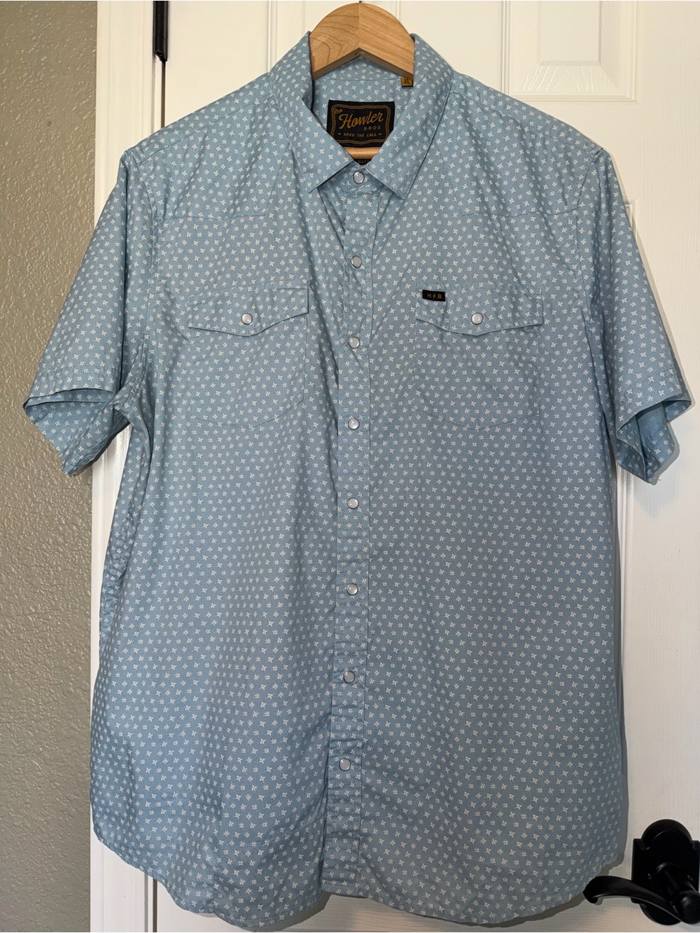 Howler Brothers H Bar B Snapshirt Light Blue Pattern Size XL